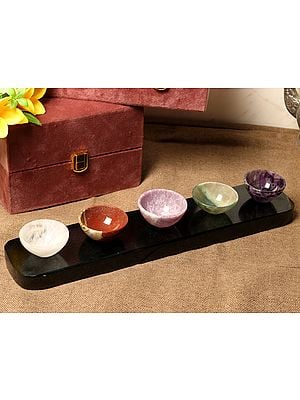 Natural Gemstone Dip Sauce Serving Bowl Tray with Gift Box