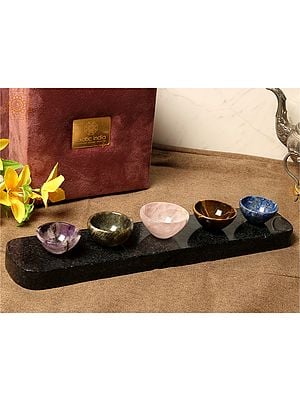 Natural Multicolor Gemstone Dip Sauce Serving Bowl Tray with Gift Box
