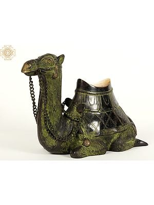 15" Decorative Brass Seated Camel Statue | Home Decor