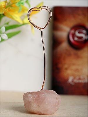 7" Heart Shape Clip Card Stand with Rose Quartz Gemstone | Table Décor