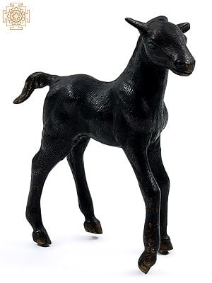 7" Brass Decorative Black Goat | Table Decor