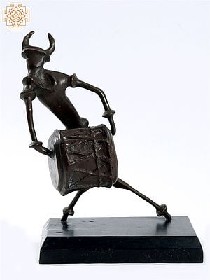 16" Modern Art Bronze Sculpture Playing Drum | Signed Product by Artist : Ekeshwar