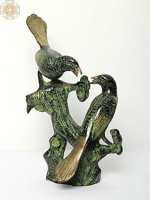 12" Love Birds Seated on Branch | Home Decor