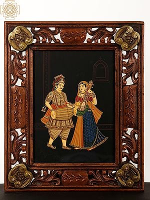 Traditional Indian Musician Painting with Wooden Frame