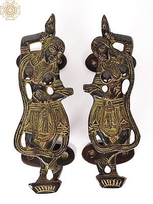 6" Pair of Dancing Lady Door Handle/Puller in Brass