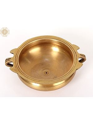 6" Small Brass Urli Bowl With Handles - Home Decor