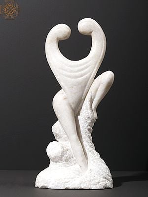 14" Elegant Lady In White Marble Modern Art Sculpture