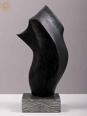 15" Black Stone Abstract Statue | Modern Art