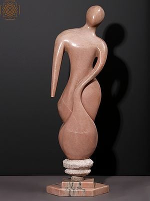 35" Original Pink Stone Man Abstract | Modern Art Sculpture