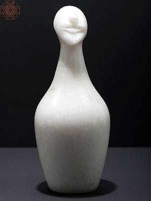 10" Man Bottle | Modern Art Sculpture in White Marble