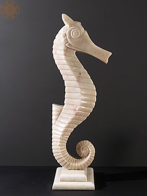 32" Seahorse Sculpture in Marble