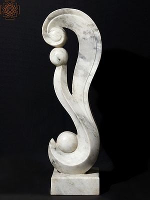 35" White Marble Abstract Modern Art Sculpture