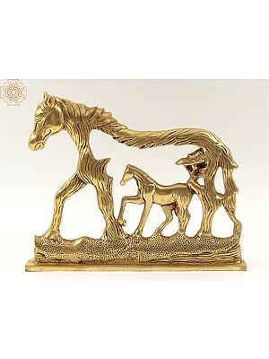 14" Stylized Horse Showpiece in Brass | Home Decor