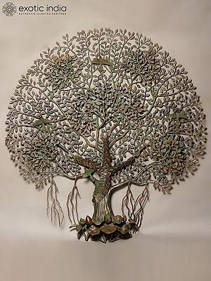 52"  Large Brass Tree of Life with Perched Birds | Wall Hanging