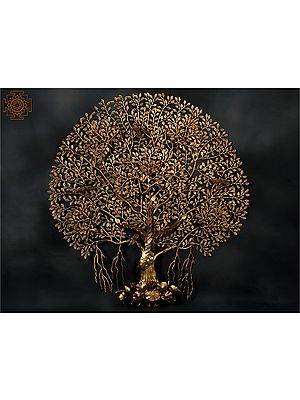 52"  Large Brass Tree of Life with Perched Birds | Wall Hanging
