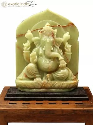 19" Lord Ganesha in Blessing Pose Carved in Onyx Stone