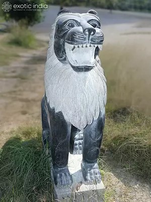 52" Lion - King of The Forest | Granite Statue | Handmade Indian Art