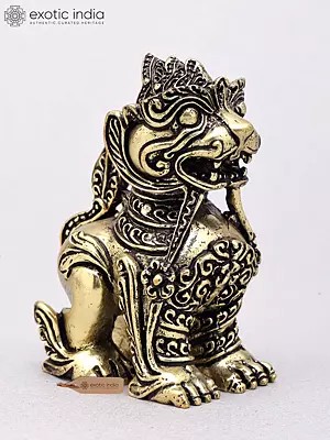 3" Small Superfine Yali Guardian Lion | Handcrafted Brass Temple Protector Statue