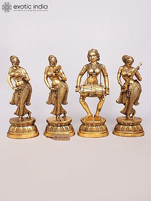 39" Brass Classical Dancers & Musicians - Set of 4 Statues