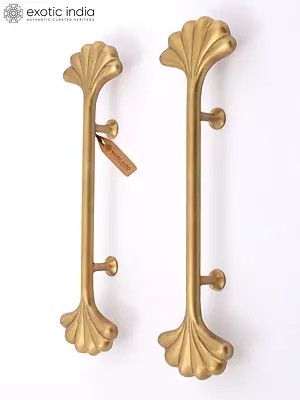 18" Brass Fan Design Pull Handles - Set of 2