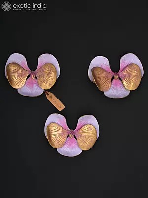 Set of 3 Brass Orchid Floral Wall Hangings