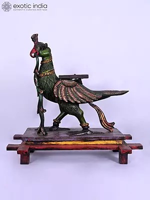 22" Parrot Vahanam Wooden Statue | Home Decor | Handmade Indian Art