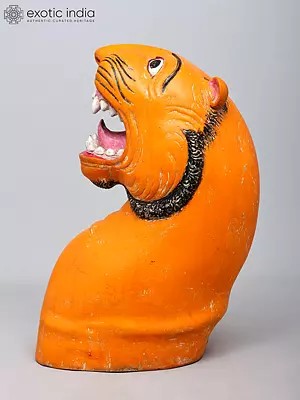 Traditional Tiger Head Statue - Bold Orange Animal Figurine