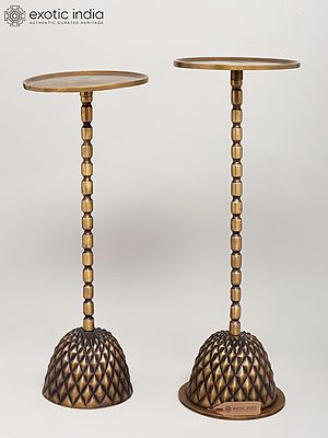 Set of 2 Brass Candle Stands for Decorative Display
