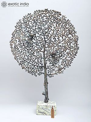 Metal Tree of Life Sculpture with Birds for Home Decor