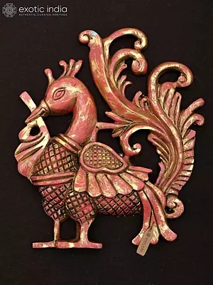 9" Brass Wall Hanging Peacock Sculpture