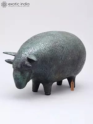 9" Decorative Sheep Figurine | Brass Statue | Table Decor