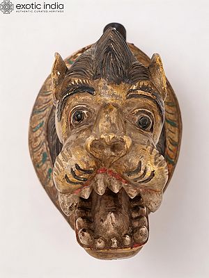 12" Wood Lion Face Wall Hanging