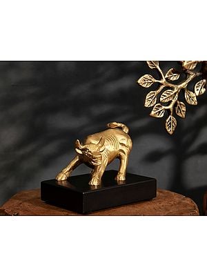 3" Small Brass Bull As Seen On Wall Street (New York) | Handcrafted In India