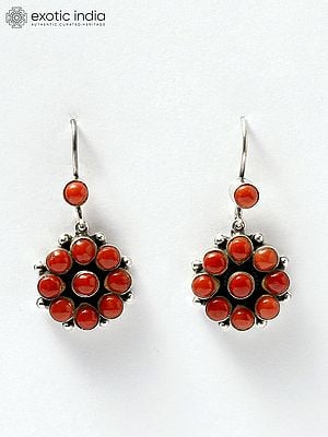 Floral Design Coral Earrings | Sterling Silver Jewelry