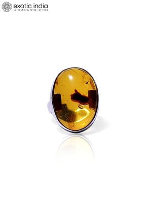 Oval Sterling Ring with Amber Gemstone