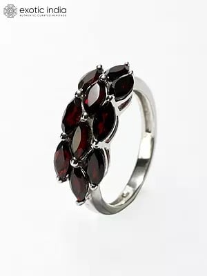 Faceted Garnet Ring | Sterling Silver Jewelry