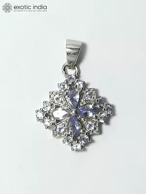 Floral Design Faceted Tanzanite Pendant | Sterling Silver Jewelry