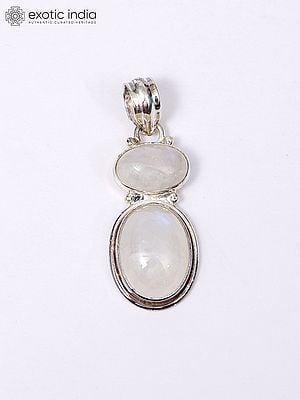 Two-Rainbow Moonstones Sterling Silver Pendant