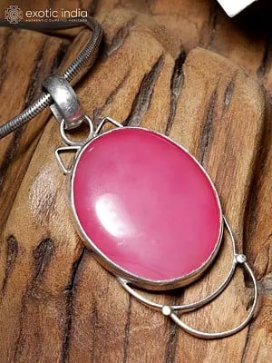 Sterling Silver Pendant with Pink Chalcedony Stone