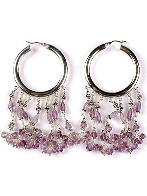 Faceted Amethyst Hoop Chandeliers