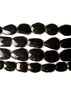 Faceted Black-Onyx Flat Tumbles