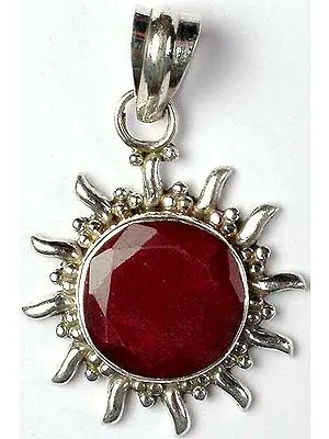 Faceted Circular Ruby Pendant
