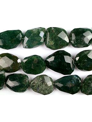 Faceted Moss Agate Flat Tumbles