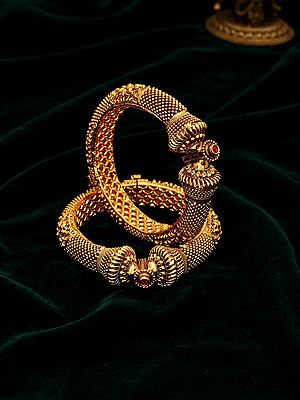 Openable Kada Bangle Pair with Temple Design