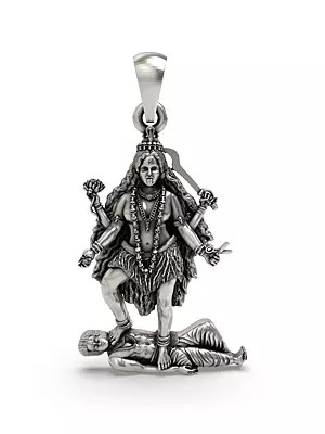 Sterling Silver Pendant: Mahakali Dominating Shiva