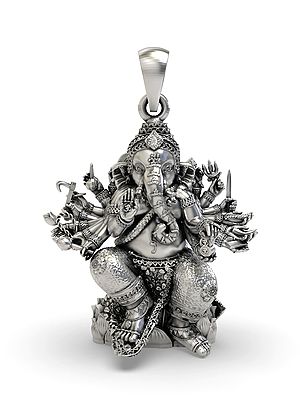 Seated Ganesha Sterling Silver Pendant