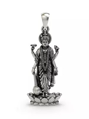 Sterling Silver Pendant of Standing Lord Vishnu