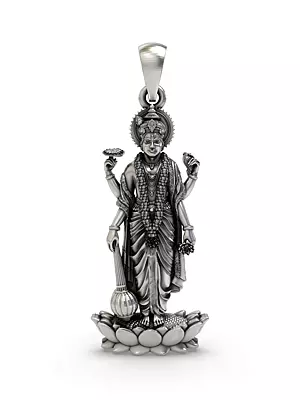 Sterling Silver Pendant of Standing Lord Vishnu