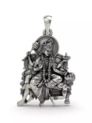 Goddess Baglamukhi Sterling Silver Pendant