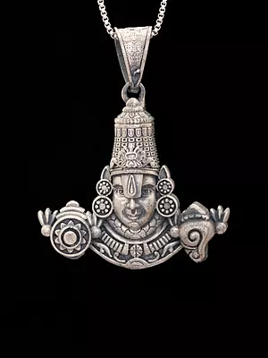 Lord Venkateswara Swamy Bust Antique Finish Sterling Silver Pendant